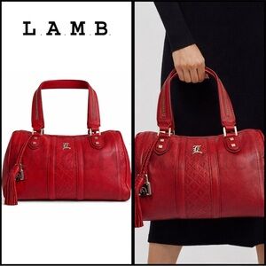 ENDING SOON! L.A.M.B Rare Red Leather Satchel Shoulder Bag